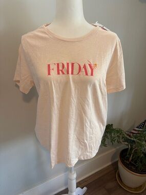 J. Crew 'FRIDAY' Pink Graphic Short Sleeve Tee